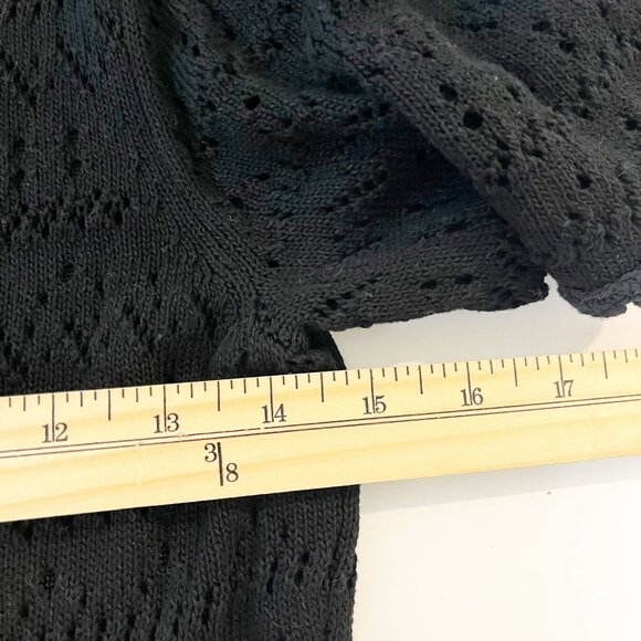 Kate Spade New York Black Pointelle Knit Scalloped Hem Midi Dress - Size XS - Picture 7 of 8